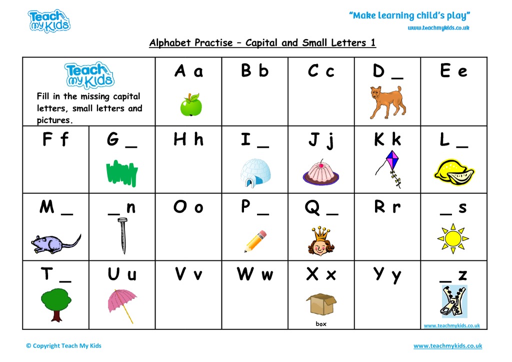 Capital And Small Letters Worksheets